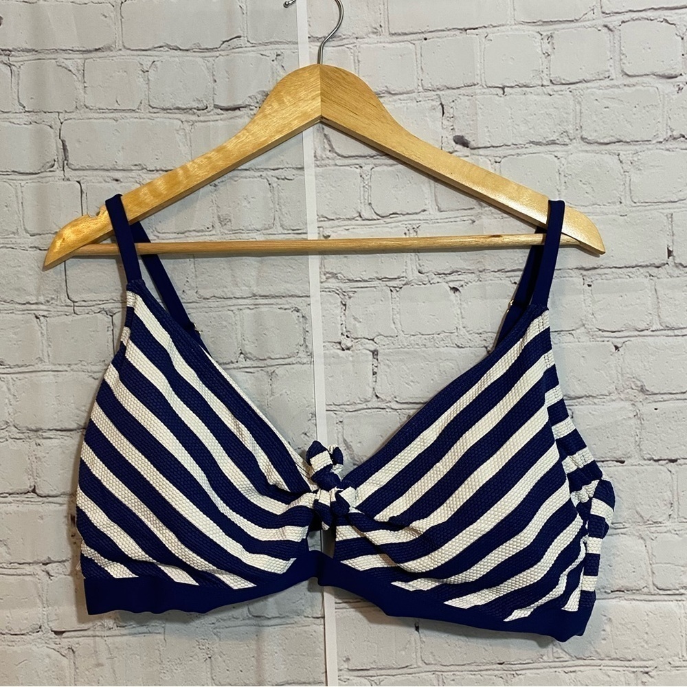 Apt. 9 Womens Size XXL Nautical Stripe Blue & White Bow Front Bikini Bralette